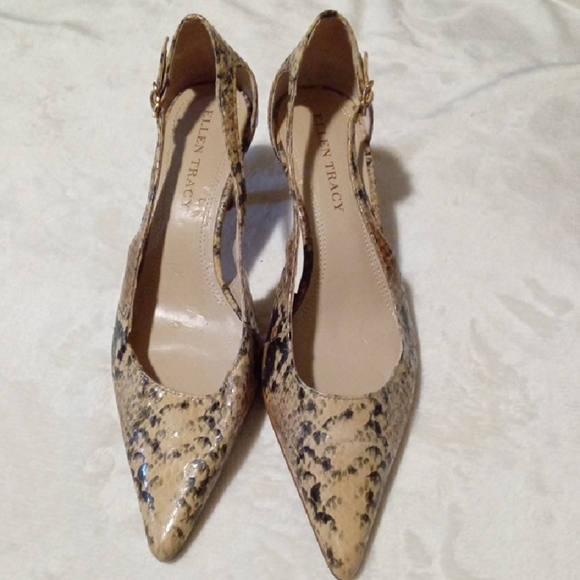 Ellen Tracy Shoes - Ellen Tracy Beige Snakeskin Heels